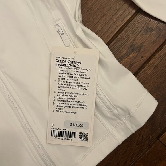 NWT Lululemon Define Cropped Jacket Nulu - White - Size 8 - Picture 4 of 5
